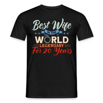 20th Wedding Anniversary Couple Design 20 Years of Marriage - Men's T-Shirt - black - Front - AI Model Male 178 light (178cm)