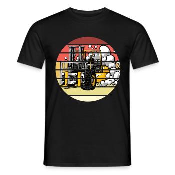 Retro Gabelstapler Fahrer Sonnenuntergang Lager - Männer T-Shirt - Schwarz - Vorne - AI Model Male 178 light (178cm)