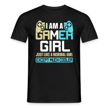 Gamer Fille - T-shirt homme - noir - Devant - AI Model Male 178 light (178cm)