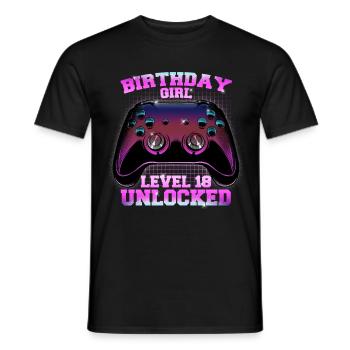 18 years old woman video games of age - Men's T-Shirt - black - Front - AI Model Male 178 light (178cm)