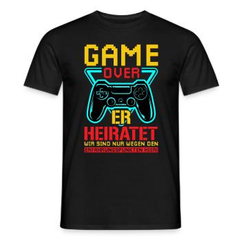 JGA Hochzeit Game Over Hochzeit Gamer Geschenk - Männer T-Shirt - Schwarz - Vorne - AI Model Male 178 light (178cm)