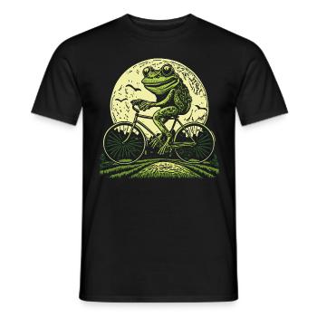 Cottagecore frog on the bike - Men's T-Shirt - black - Front - AI Model Male 178 light (178cm)