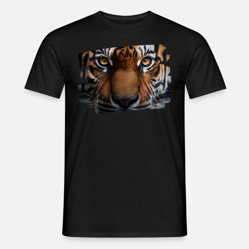 Tigergesicht / Tigerkopf - Männer T-Shirt - Schwarz