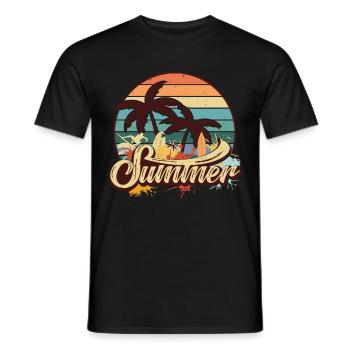 Sommer Urlaub Vintage Palmen Rente - Männer T-Shirt - Schwarz - Vorne - AI Model Male 178 light (178cm)