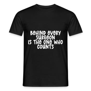 Derrière chaque chirurgien se trouve celui qui compte - T-shirt homme - noir - Devant - AI Model Male 178 light (178cm)