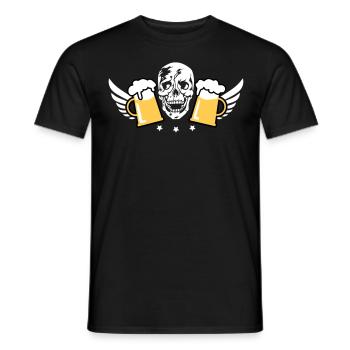 80 Totenkopf Skull 2 Mass Bier Flügel Beer Wings - Männer T-Shirt - Schwarz - Vorne - AI Model Male 178 light (178cm)