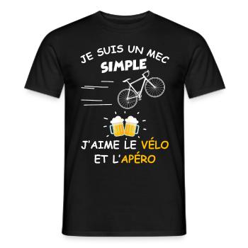 Mec Vélo et apéro - T-shirt homme - noir - Devant - AI Model Male 178 light (178cm)
