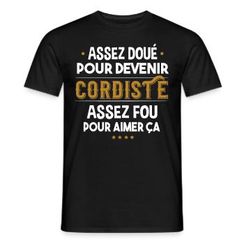 Cordiste métier. Cadeau homme humour corde - T-shirt homme - noir - Devant - AI Model Male 178 light (178cm)