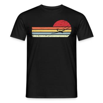 Sonne und Retro Lines - Segelflugzeug - - Männer T-Shirt - Schwarz - Vorne - AI Model Male 178 light (178cm)