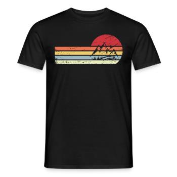 Sonne und Retro-Linien - Berg - - Männer T-Shirt - Schwarz - Vorne - AI Model Male 178 light (178cm)