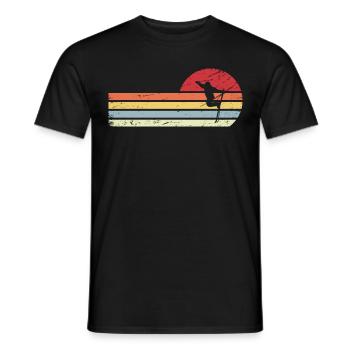 Sonne und Retro-Linien - Skifahren - - Männer T-Shirt - Schwarz - Vorne - AI Model Male 178 light (178cm)