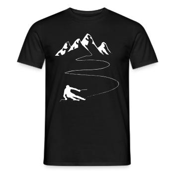 Montagne - Ligne sinueuse - Ski - (11) - T-shirt homme - noir - Devant - AI Model Male 178 light (178cm)