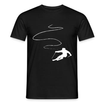 Ligne courbe - Ski - (5) - T-shirt homme - noir - Devant - AI Model Male 178 light (178cm)