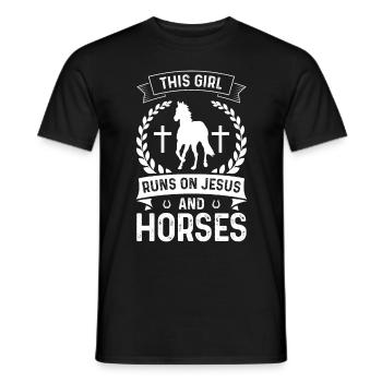 This girl runs on Jesus and horses - Men's T-Shirt - black - Front - AI Model Male 178 light (178cm)