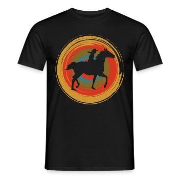 Retro Circle Horse - Men's T-Shirt - black - Front - AI Model Male 178 light (178cm)