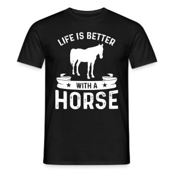Das Leben ist besser mit einem Pferd - Männer T-Shirt - Schwarz - Vorne - AI Model Male 178 light (178cm)