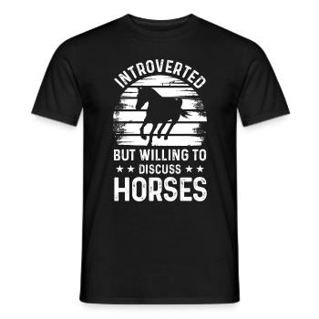 Introverted but willing to talk about horses - Men's T-Shirt - black - Front - AI Model Male 178 light (178cm)