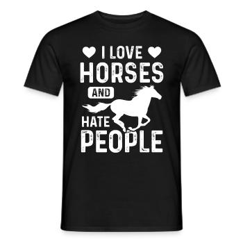 J’aime les chevaux et je déteste les gens - T-shirt homme - noir - Devant - AI Model Male 178 light (178cm)