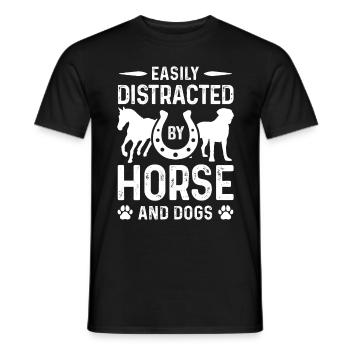 Leicht abzulenken durch Pferde und Hunde - Männer T-Shirt - Schwarz - Vorne - AI Model Male 178 light (178cm)
