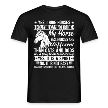 Oui, je monte à cheval Non, vous ne pouvez pas monter mon cheval - T-shirt homme - noir - Devant - AI Model Male 178 light (178cm)
