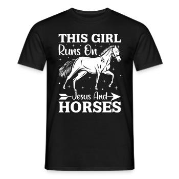 Cette fille court sur Jésus et les chevaux - (2) - T-shirt homme - noir - Devant - AI Model Male 178 light (178cm)
