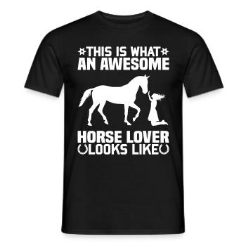 This is what a real horse lover looks like - - Men's T-Shirt - black - Front - AI Model Male 178 light (178cm)