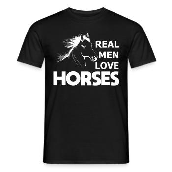Echte Männer lieben Pferde - - Männer T-Shirt - Schwarz - Vorne - AI Model Male 178 light (178cm)