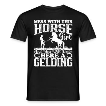 Mess With This Horse Girl And You Will Leave Here - Men's T-Shirt - black - Front - AI Model Male 178 light (178cm)