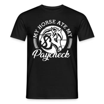 Mon cheval a mangé mon chèque de paie - - T-shirt homme - noir - Devant - AI Model Male 178 light (178cm)