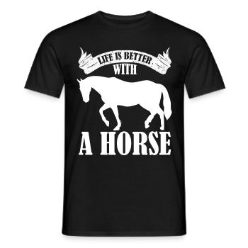 Das Leben ist besser mit einem Pferd - - Männer T-Shirt - Schwarz - Vorne - AI Model Male 178 light (178cm)