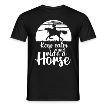 Keep Calm And Ride A Horse - - Men's T-Shirt - black - Front - AI Model Male 178 light (178cm)
