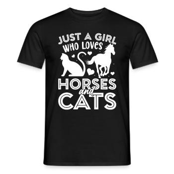 Just a Girl Who Loves Horses And Cats 1 - - Männer T-Shirt - Schwarz - Vorne - AI Model Male 178 light (178cm)