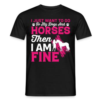 Je veux juste aller vers mon chien et mes chevaux - T-shirt homme - noir - Devant - AI Model Male 178 light (178cm)