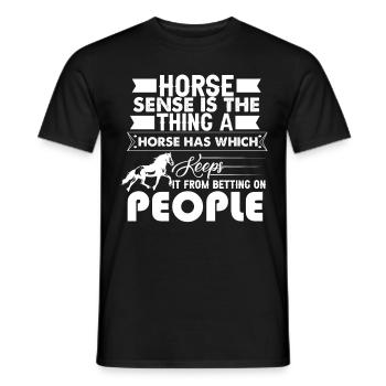 Horse sense is the thing that a horse has and - Men's T-Shirt - black - Front - AI Model Male 178 light (178cm)