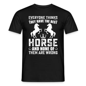 Jeder denkt, er hat das beste Pferd und keiner von - Männer T-Shirt - Schwarz - Vorne - AI Model Male 178 light (178cm)