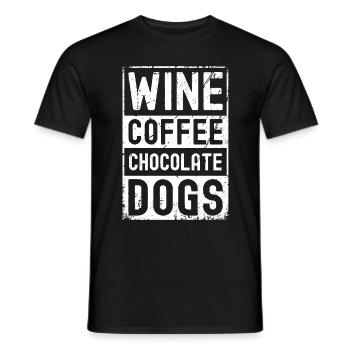Vin-Café-Chocolat-Chiens - T-shirt homme - noir - Devant - AI Model Male 178 light (178cm)