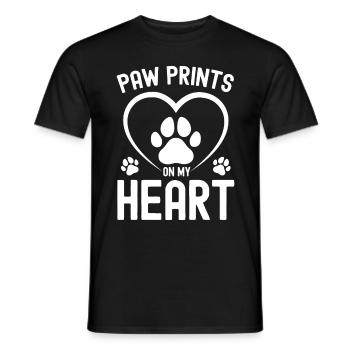 Pfotenabdrücke auf meinem Herzen - Männer T-Shirt - Schwarz - Vorne - AI Model Male 178 light (178cm)