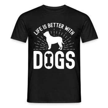 Das Leben ist besser mit Hunden - Männer T-Shirt - Schwarz - Vorne - AI Model Male 178 light (178cm)