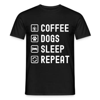 Coffee dogs sleep repetition - Men's T-Shirt - black - Front - AI Model Male 178 light (178cm)