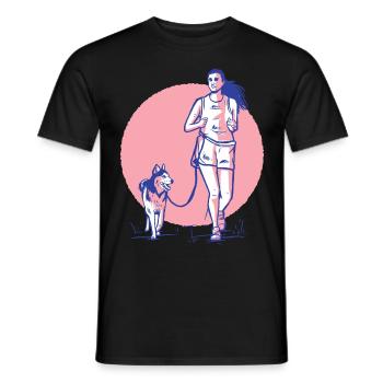 Woman and dog - Men's T-Shirt - black - Front - AI Model Male 178 light (178cm)