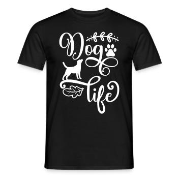 Hundeleben - Hund und Pfote(DO) - Männer T-Shirt - Schwarz - Vorne - AI Model Male 178 light (178cm)