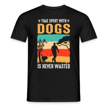 Time spent with dogs is never - Men's T-Shirt - black - Front - AI Model Male 178 light (178cm)