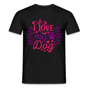 I love my dog - stars and paw - Men's T-Shirt - black - Front - AI Model Male 178 light (178cm)