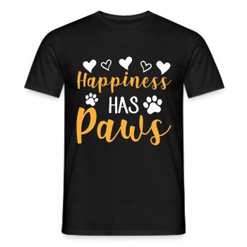 Happiness Has Paws - Herzen und Pfoten - Männer T-Shirt - Schwarz - Vorne - AI Model Male 178 light (178cm)