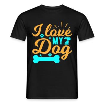 Ich liebe meinen Hund - Knochen - Pfoten - Sterne - Männer T-Shirt - Schwarz - Vorne - AI Model Male 178 light (178cm)