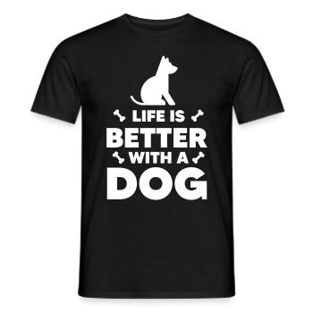Life is better with a dog - Dog and Bone - Men's T-Shirt - black - Front - AI Model Male 178 light (178cm)