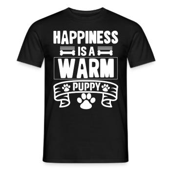 Happiness is a warm puppy - Men's T-Shirt - black - Front - AI Model Male 178 light (178cm)