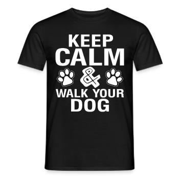 Restez calme _ Promener le chien - T-shirt homme - noir - Devant - AI Model Male 178 light (178cm)