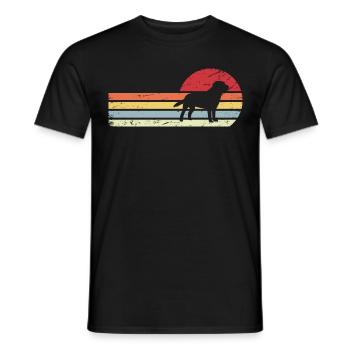 Sun and retro lines - Dog - - Men's T-Shirt - black - Front - AI Model Male 178 light (178cm)