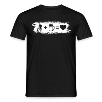 Grunge Rectangle - Heart - Beer - Man with Dog - - Men's T-Shirt - black - Front - AI Model Male 178 light (178cm)